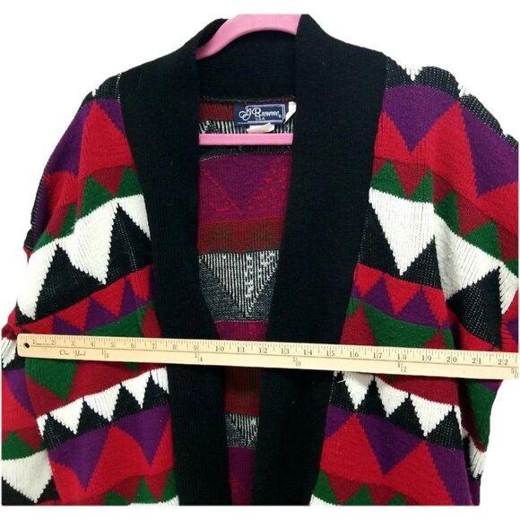 JJ Browne Vtg 80's Women’s USA Front Cardigan Sweater Hearts, Sz Large - Picture 4 of 7